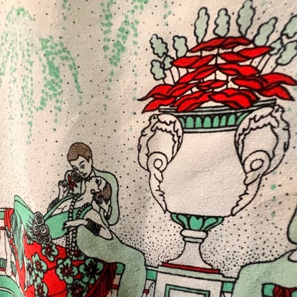 Vintage Pierre Baccara Paris Silk Scarf Hand Rolled Mint Green 1970s Figurative - Picture 7 of 10